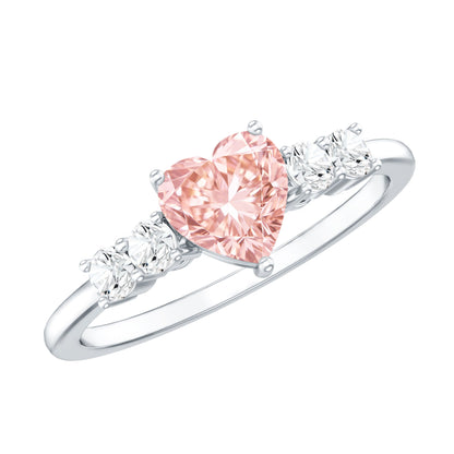IGI Certified 1 Carat Lab Grown Pink and White Diamond Heart Promise Ring for Her