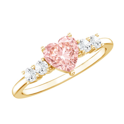 IGI Certified 1 Carat Lab Grown Pink and White Diamond Heart Promise Ring for Her