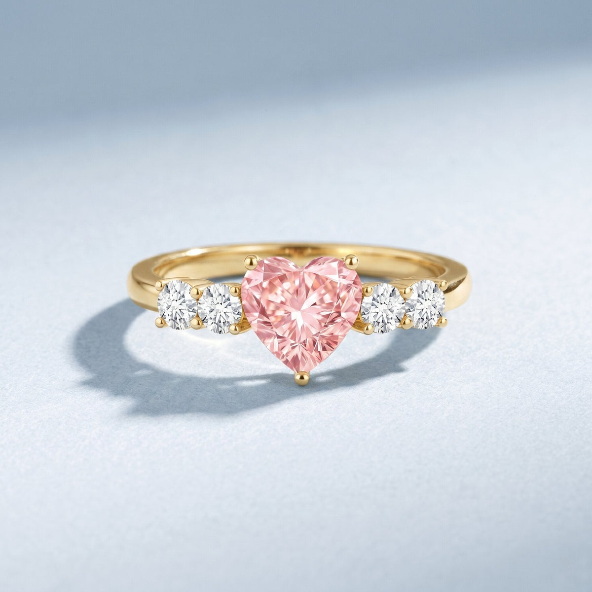 IGI Certified 1 Carat Lab Grown Pink and White Diamond Heart Promise Ring for Her