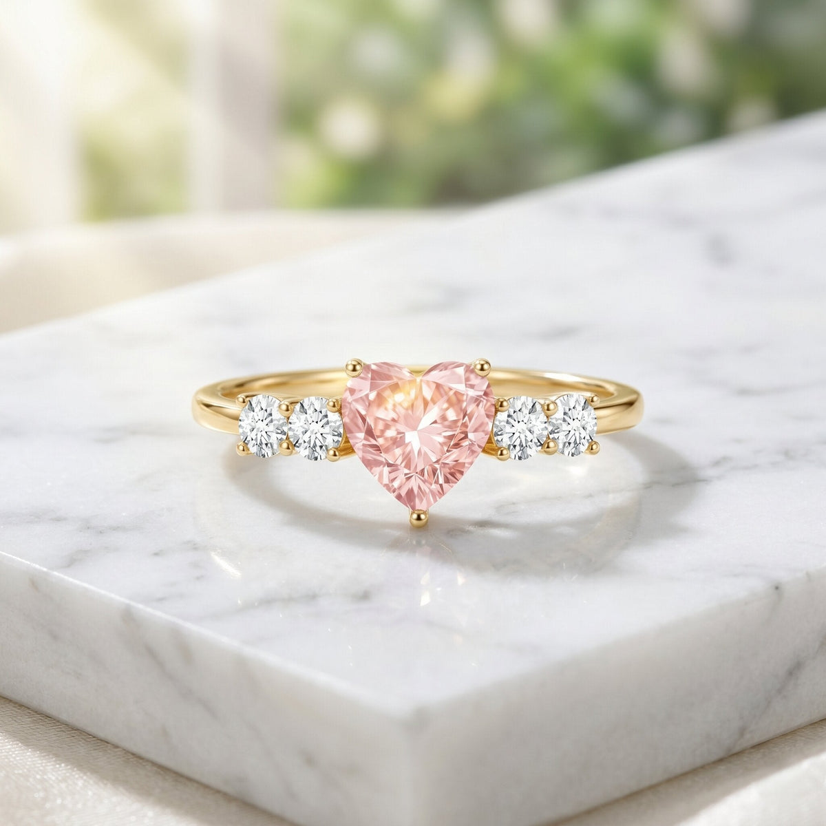 IGI Certified 1 Carat Lab Grown Pink and White Diamond Heart Promise Ring for Her