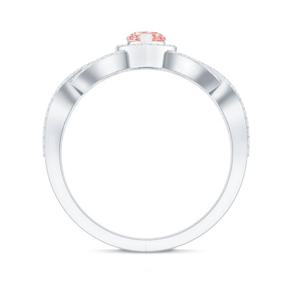 IGI Certified 1 Carat Lab Grown Pink and White Diamond Classic Engagement Ring