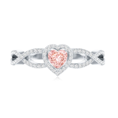 IGI Certified 1 Carat Lab Grown Pink and White Diamond Classic Engagement Ring