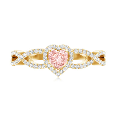 IGI Certified 1 Carat Lab Grown Pink and White Diamond Classic Engagement Ring