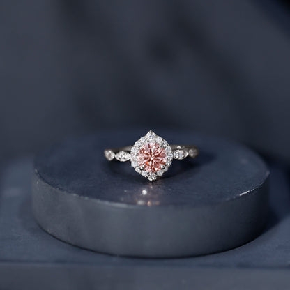 IGI Certified Lab Grown Pink White Diamond Designer Engagement Ring
