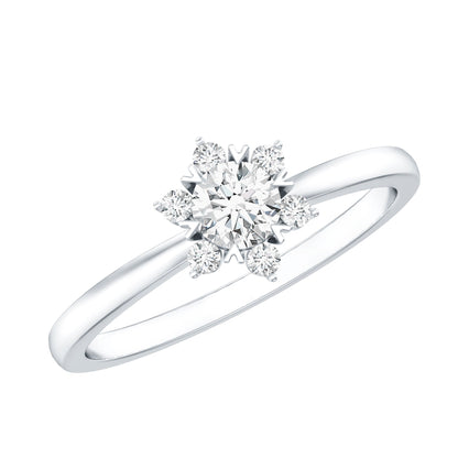 Round Moissanite Flower Promise Ring for Her