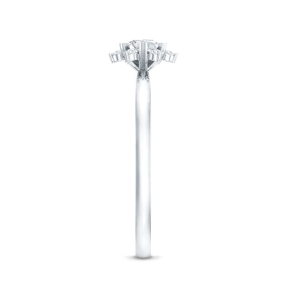 Round Moissanite Flower Promise Ring for Her