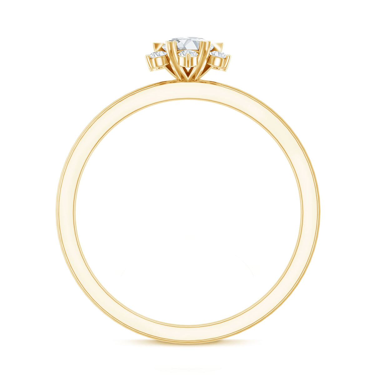 Round Moissanite Flower Promise Ring for Her