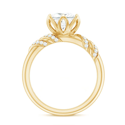 Certified Princess Cut Moissanite Designer Engagement Ring
