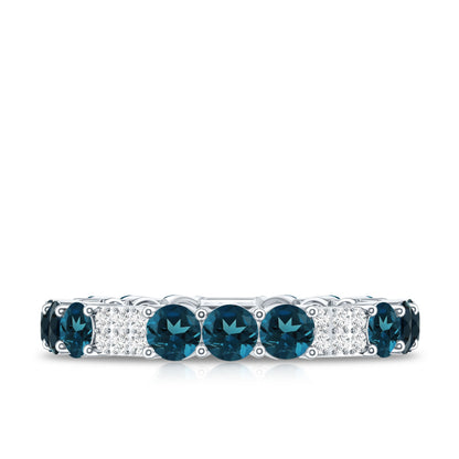 London Blue Topaz and Diamond Designer Full Eternity Band