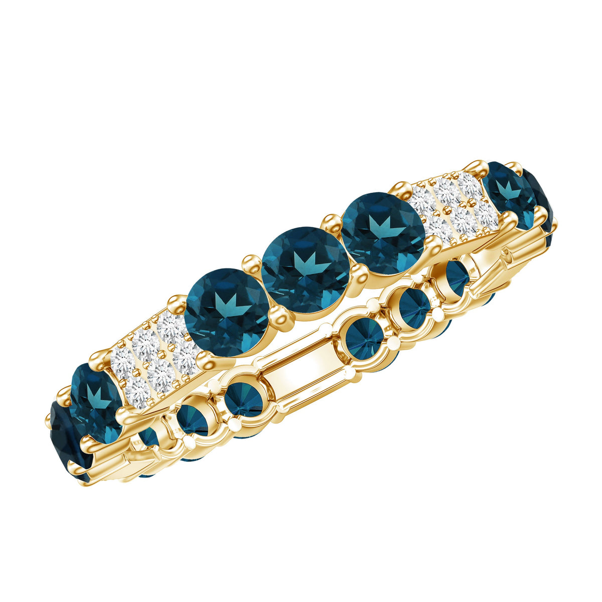 London Blue Topaz and Diamond Designer Full Eternity Band