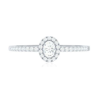 Certified Natural Diamond Oval Engagement Ring with Halo