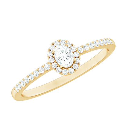Certified Natural Diamond Oval Engagement Ring with Halo