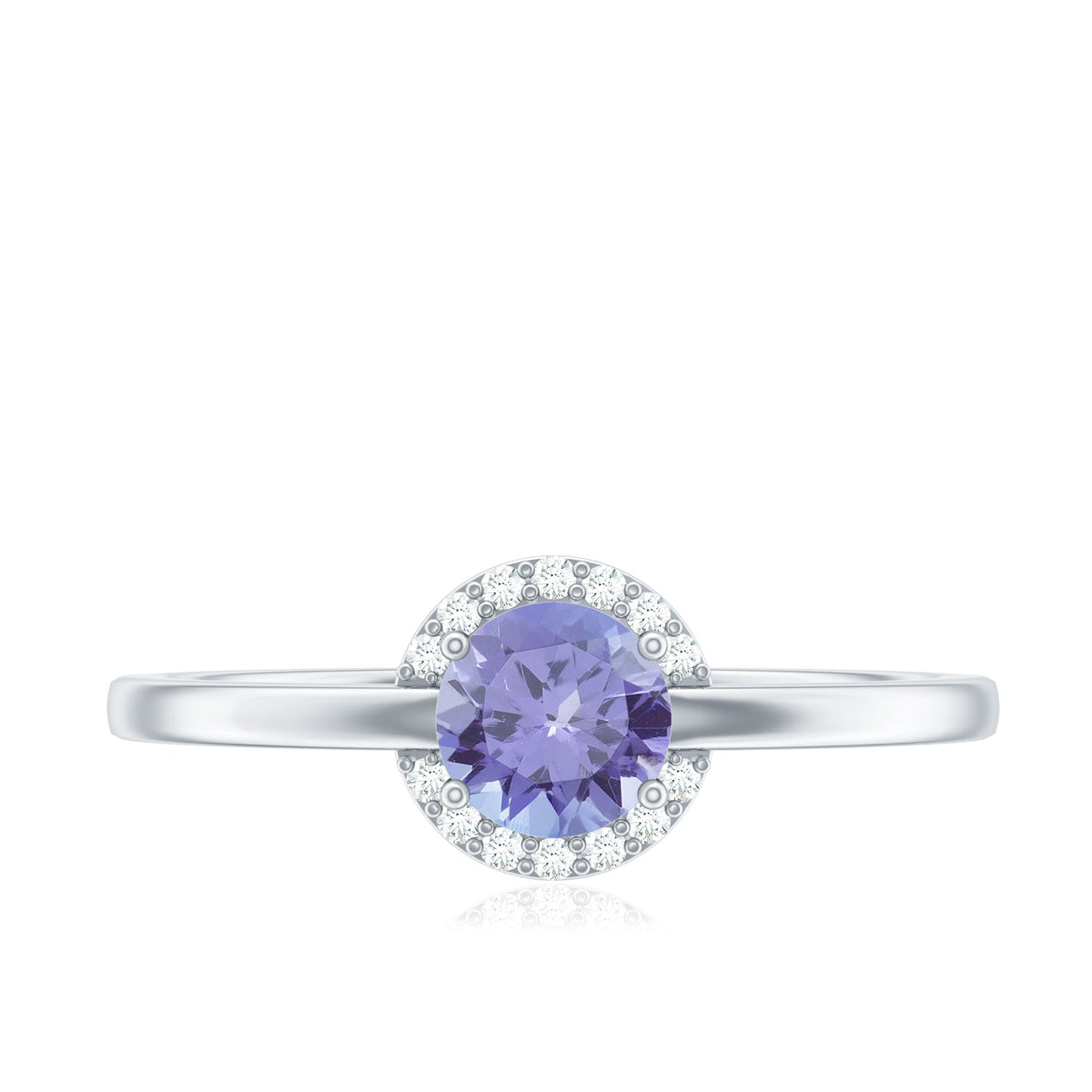 Natural Tanzanite Engagement Ring with Diamond Halo