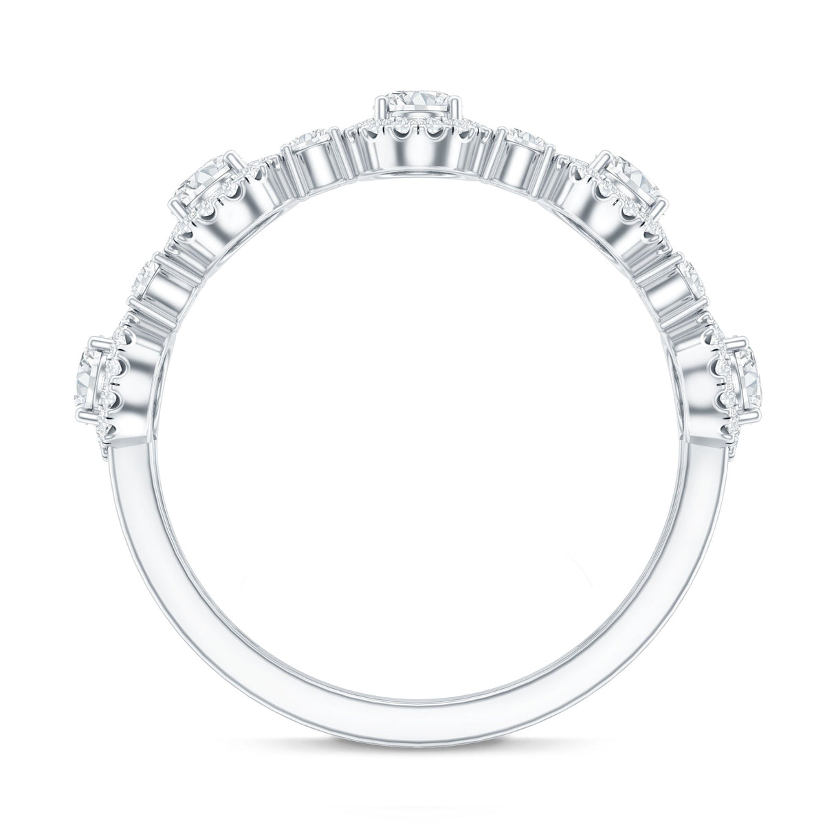 Designer Lab Grown Diamond Half Eternity Wedding Band Ring