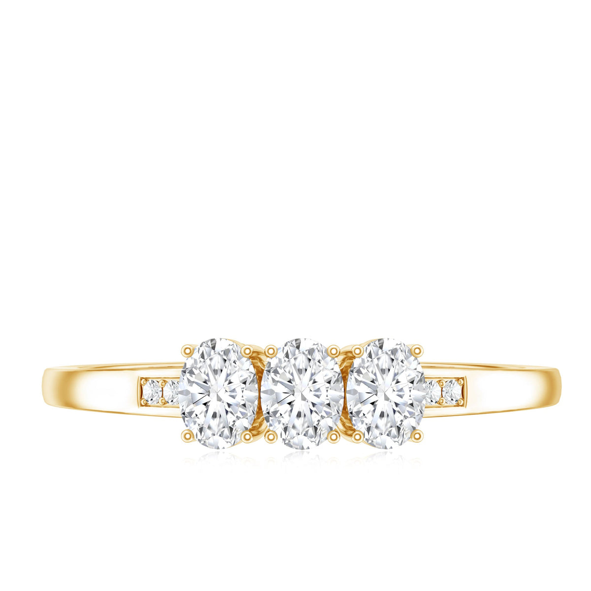 Lab Grown Oval Diamond 3 Stone Engagement Ring