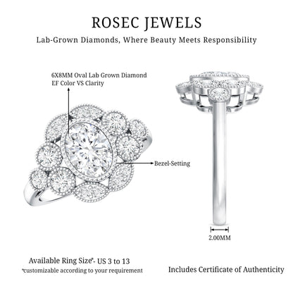 Certified Lab Grown Diamond Oval Engagement Ring