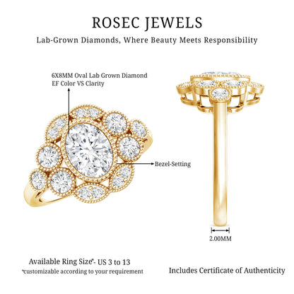 Certified Lab Grown Diamond Oval Engagement Ring
