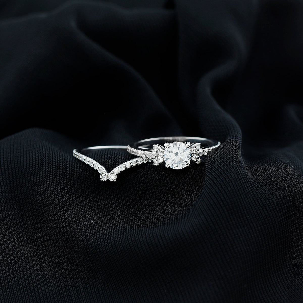 Certified 1.7 Carat Cushion Lab Grown Diamond Engagement Ring with Wedding Band