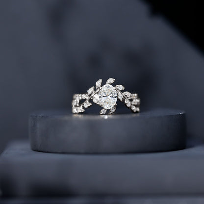 1.2 Carat Oval Lab Grown Diamond Petal Prong Engagement Ring