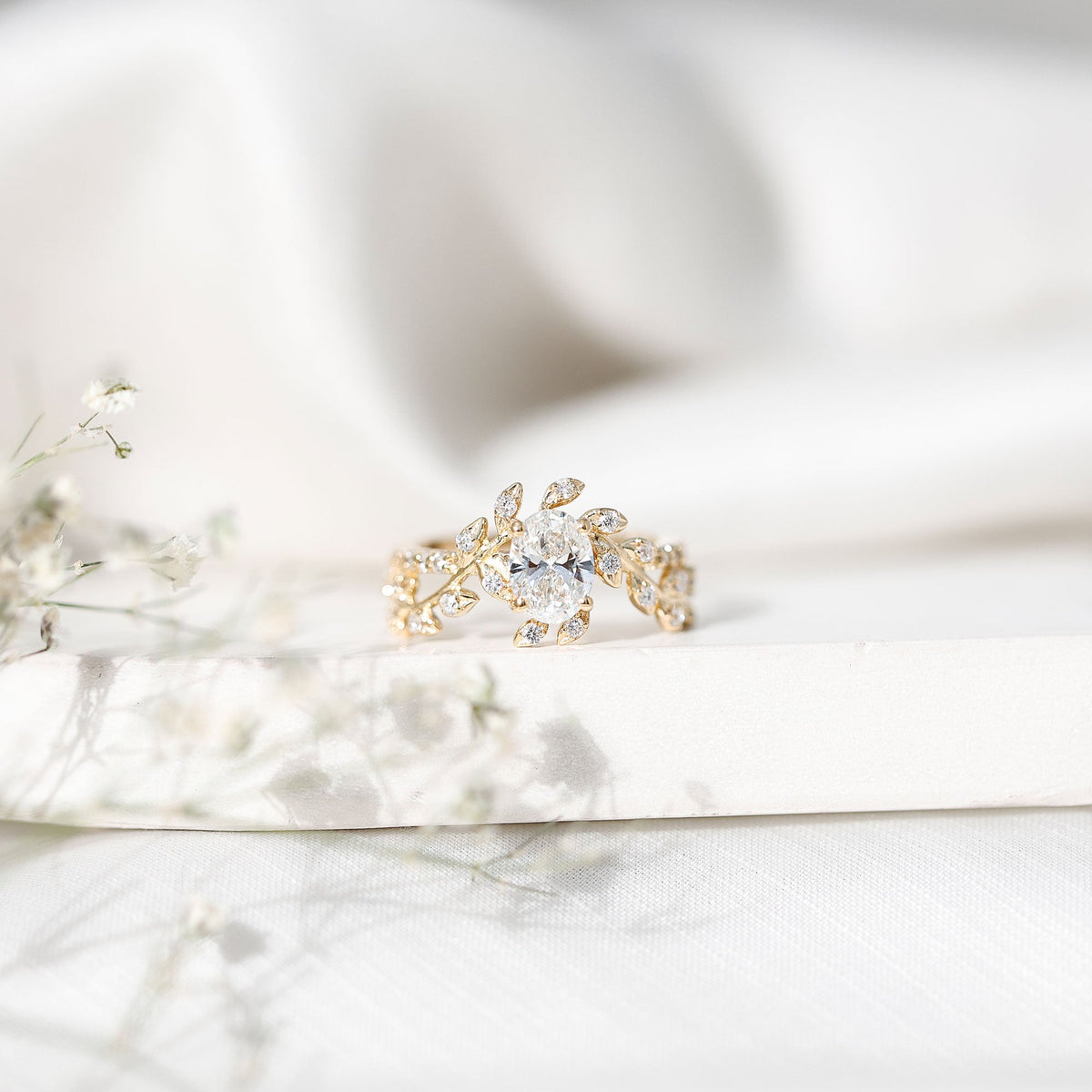 1.2 Carat Oval Lab Grown Diamond Petal Prong Engagement Ring