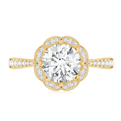 Certified 1.2 Carat Lab Grown Diamond Halo Engagement Ring