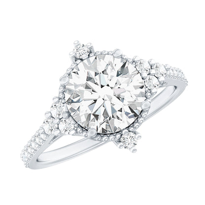2 Carat Lab Grown Diamond Vintage Inspired Engagement Ring
