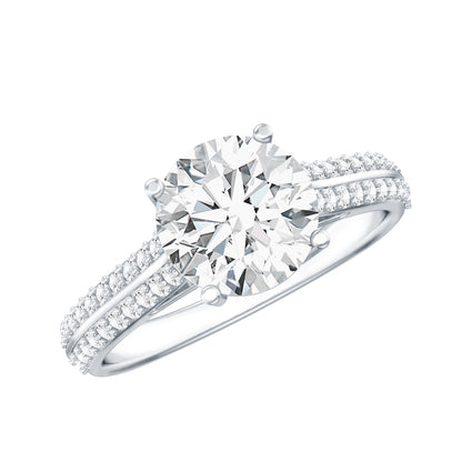 Certified Lab Grown Diamond 2 Carat Simple Engagement Ring With Side Stones