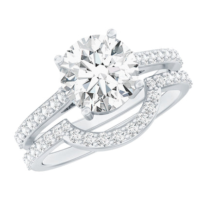 Lab Grown Diamond 2 Carat Round Engagement Ring With Ring Guard