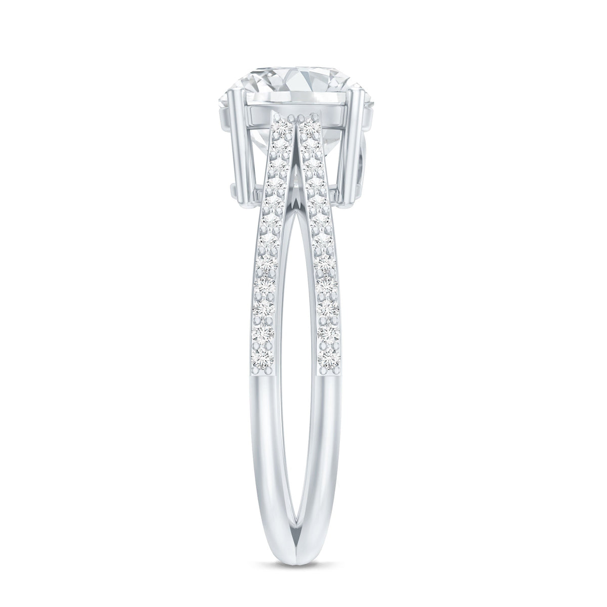 Certified 2 Carat Lab Grown Diamond Split Shank Engagement Ring