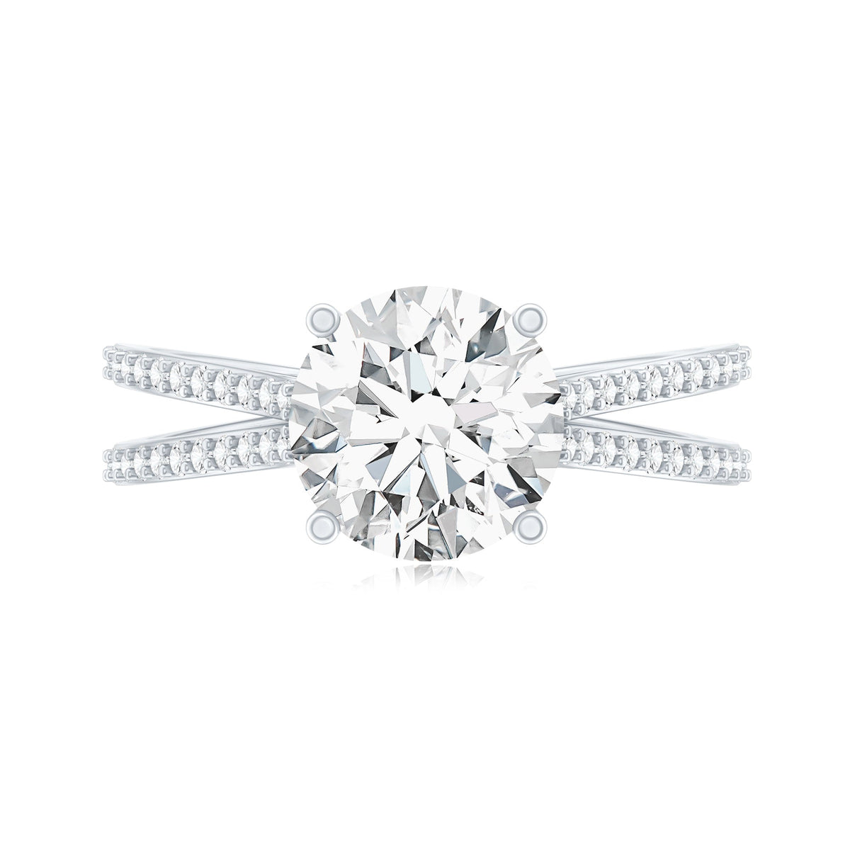 Certified 2 Carat Lab Grown Diamond Split Shank Engagement Ring