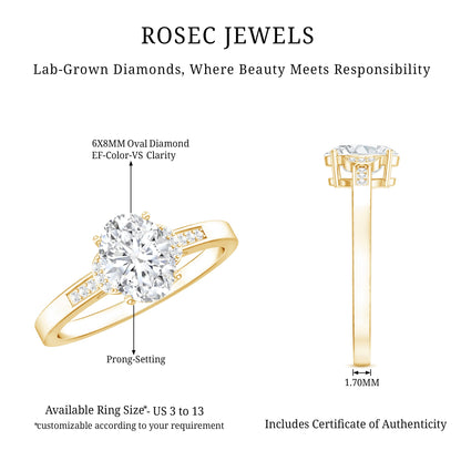 Certified 1.2 Carat Oval Lab Grown Diamond Solitaire Engagement Ring