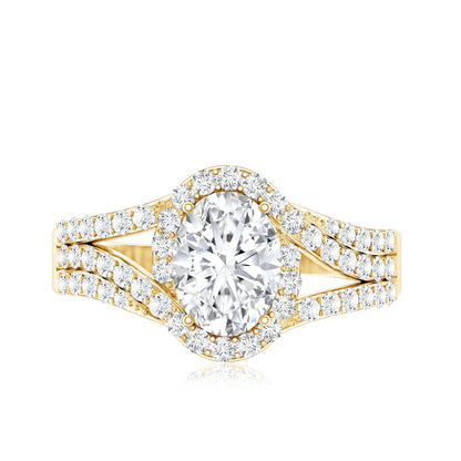 Certified 1.2 Carat Oval Lab Grown Diamond Split Shank Engagement Ring