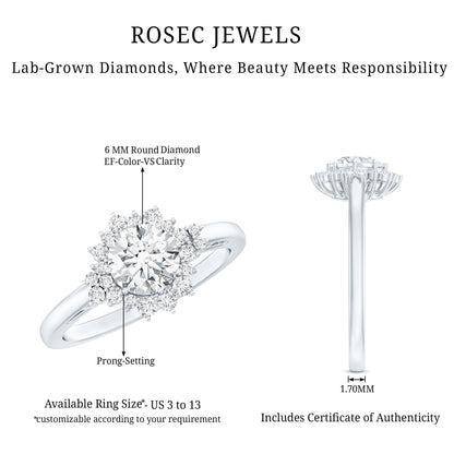 0.9 Carat Certified Lab Grown Diamond Halo Engagement Ring