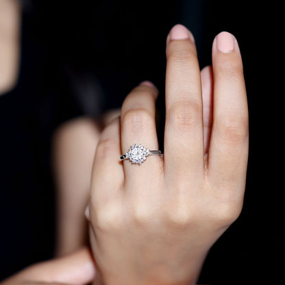 0.9 Carat Certified Lab Grown Diamond Halo Engagement Ring