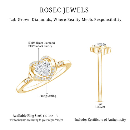 Certified Lab Created 0.5 Carat Heart Diamond Halo Engagement Ring