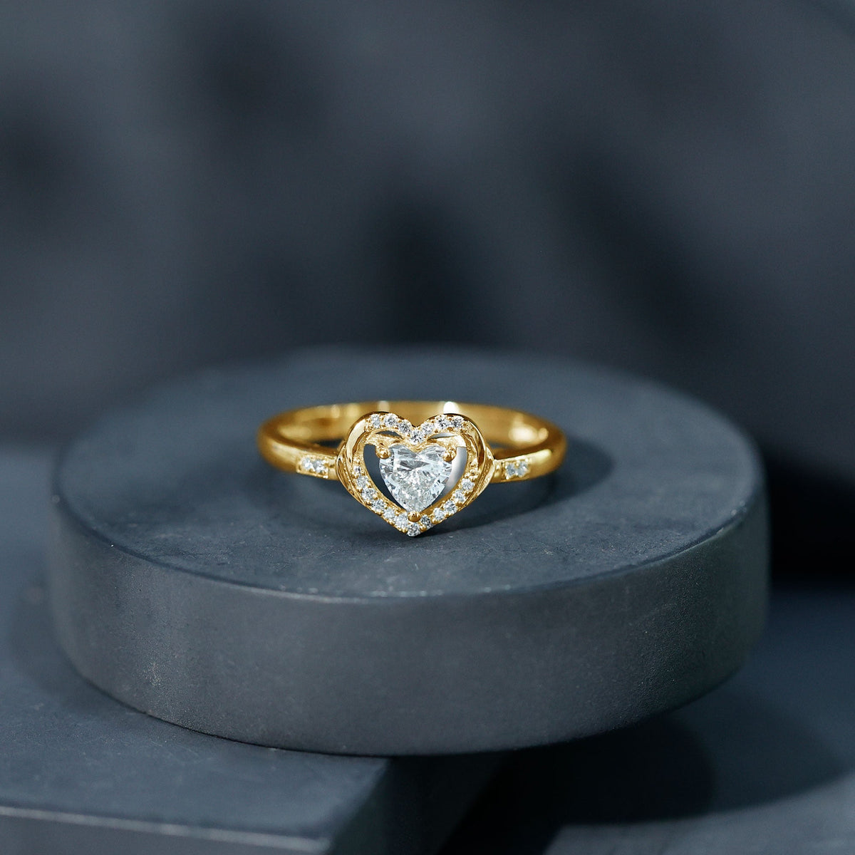 Certified Lab Created 0.5 Carat Heart Diamond Halo Engagement Ring