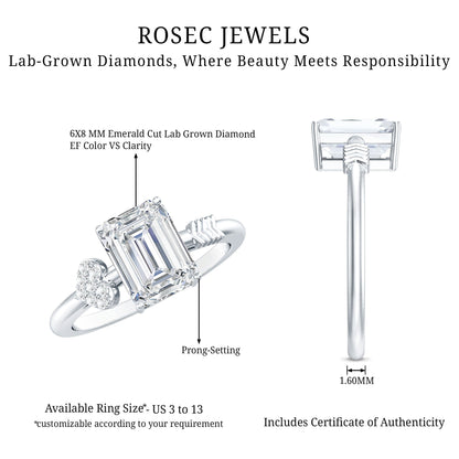 Lab Grown Diamond Emerald Cut Designer Engagement Ring
