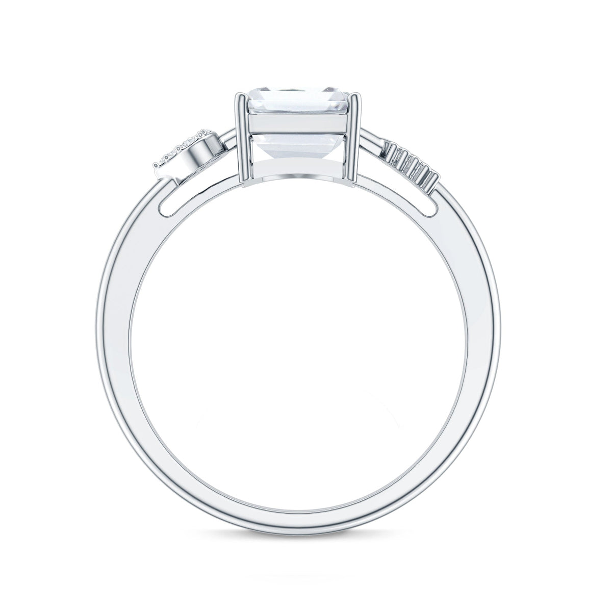 Lab Grown Diamond Emerald Cut Designer Engagement Ring