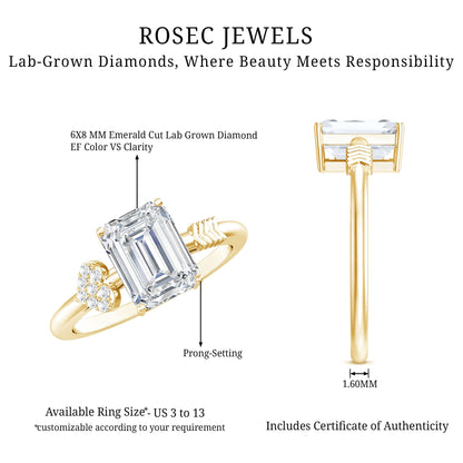 Lab Grown Diamond Emerald Cut Designer Engagement Ring