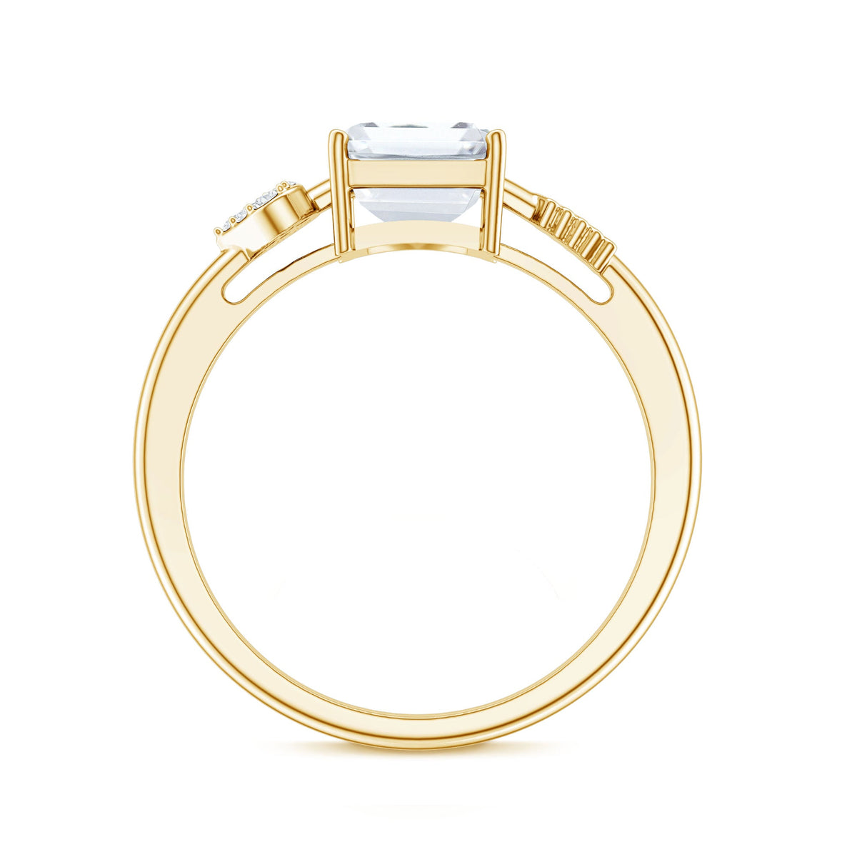 Lab Grown Diamond Emerald Cut Designer Engagement Ring