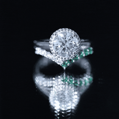 Certified Lab Grown Diamond 2 Carat Engagement Ring With Emerald Enhancer