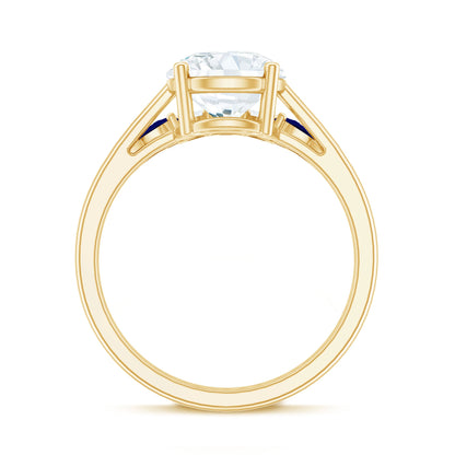 Certified Lab Grown Diamond Designer Engagement Ring Set With Sapphire