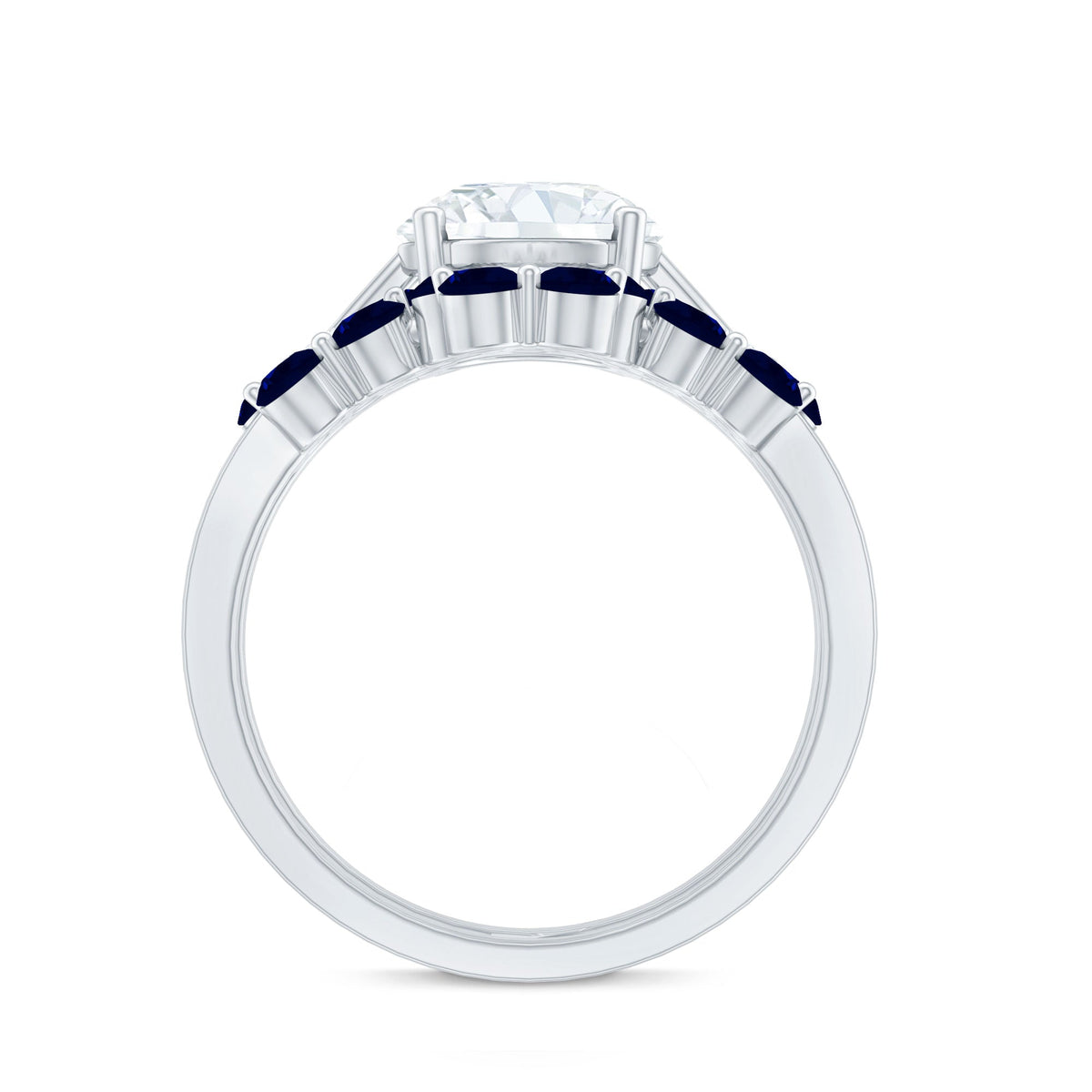 Certified Lab 2 Carat Diamond Engagement Ring With Sapphire Wedding Band
