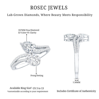 Certified Lab Grown Diamond Toi Et Moi Engagement Ring