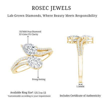 Certified Lab Grown Diamond Toi Et Moi Engagement Ring