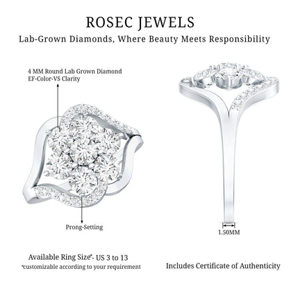Certified Lab Grown Diamond Flower Statement Ring
