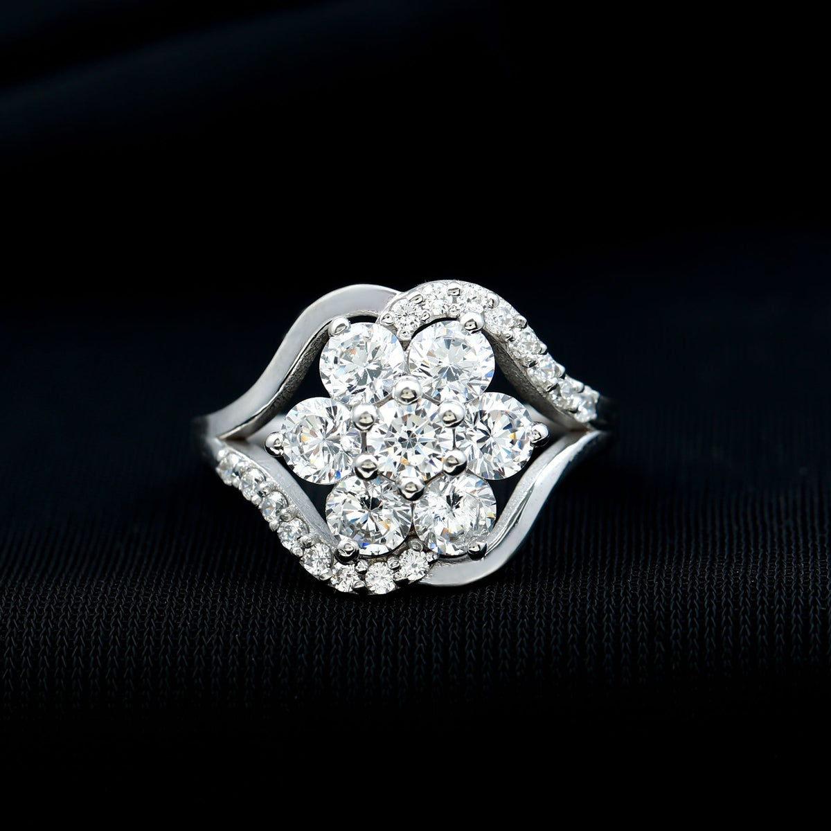 Certified Lab Grown Diamond Flower Statement Ring