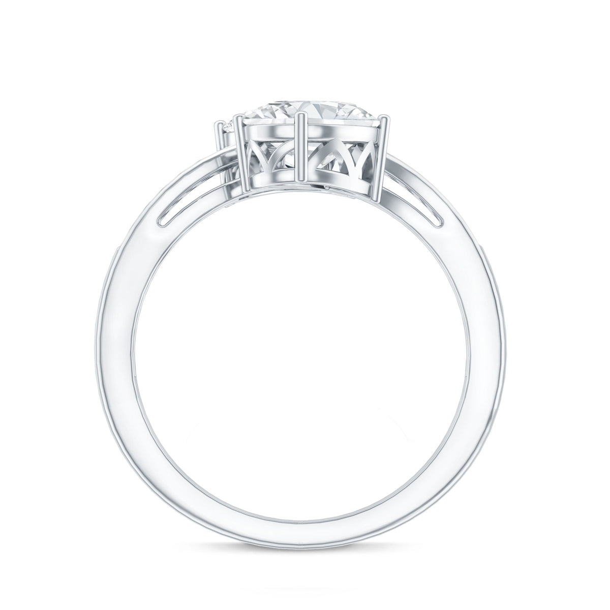 Certified Lab Grown Diamond Designer 2 Stone Engagement Ring