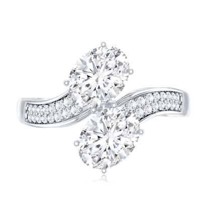 Certified Lab Grown Diamond Designer 2 Stone Engagement Ring