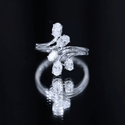 Certified Oval Lab Grown Diamond Designer Cocktail Ring